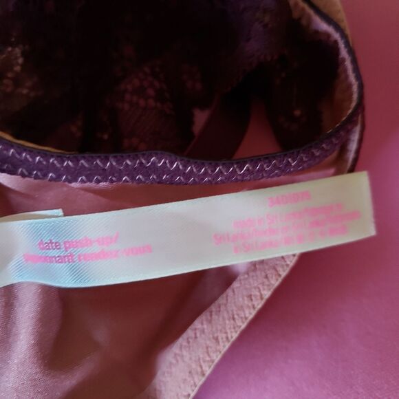 PINK Victoria's Secret Date Push-Up Lace Bra Women's Size 34D Pink Burgundy - Picture 13 of 15